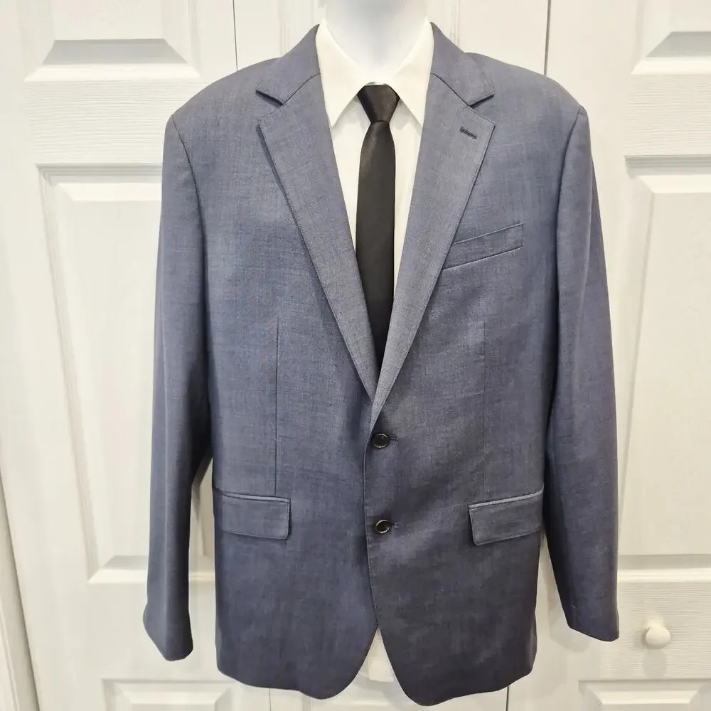 Bonobos Men's Athletic Fit Blue Wool Modern Sport Coat Blazer Suit Jacket Sz 42L